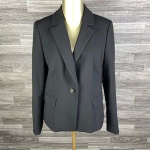 J.CREW Button Front Pleated Back Black Blazer Suit Jacket with Lining Women's 12